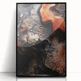 Large abstract wall art in black and white, framed in acrylic, featuring mid-century modernist elements.