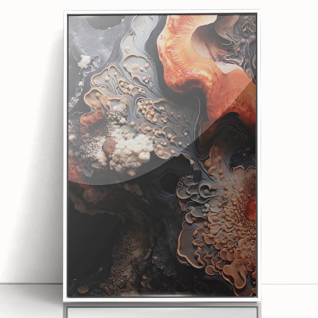 Art deco poster featuring natural elements in muted colors on white acrylic, ideal for nursery wall decor.