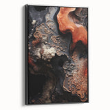 Black and white framed canvas depicting a vintage landscape, ideal for bedroom wall art.