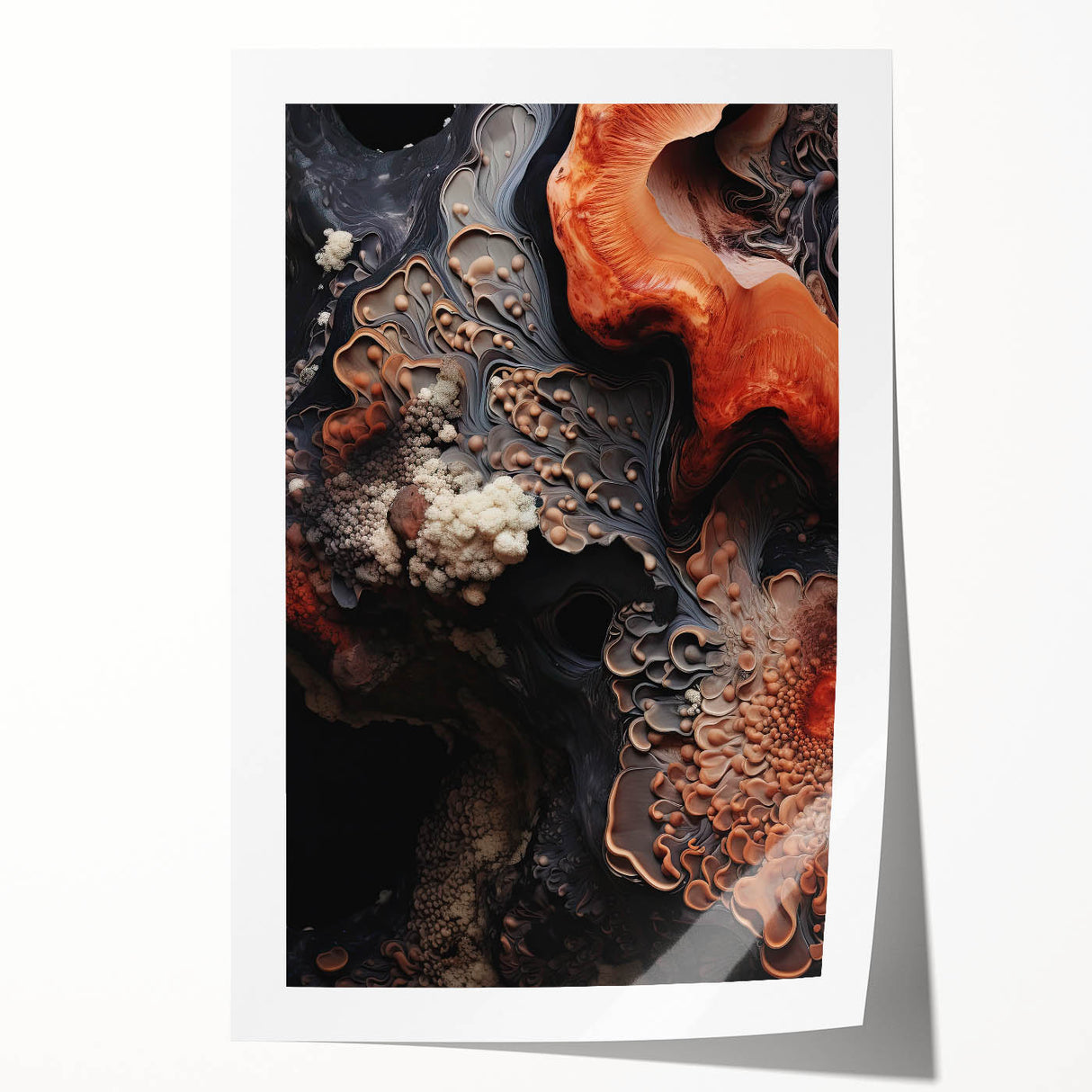 Extra large rolled print of close-up floral elements in natural tones, ideal for dining room or bathroom wall art.