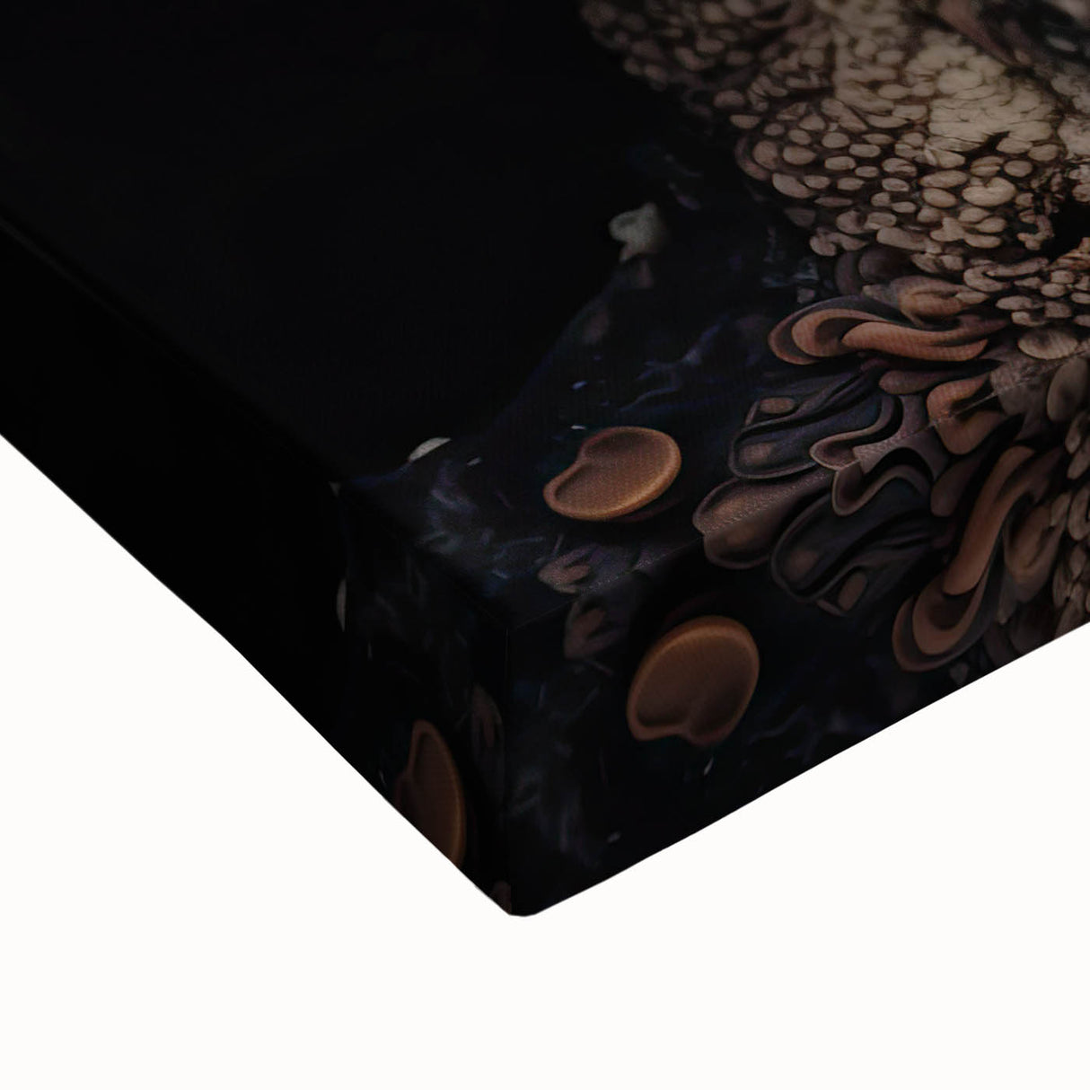 Black and white landscape art painting on stretched canvas, featuring a close-up of natural elements.