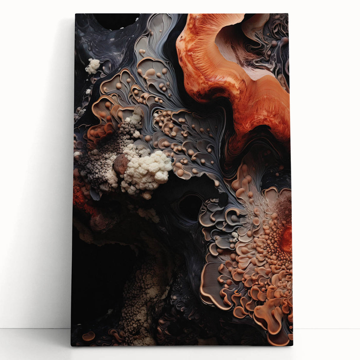 Black and white close-up photo of natural elements on stretched canvas, ideal for kitchen wall art or bedroom ambiance.