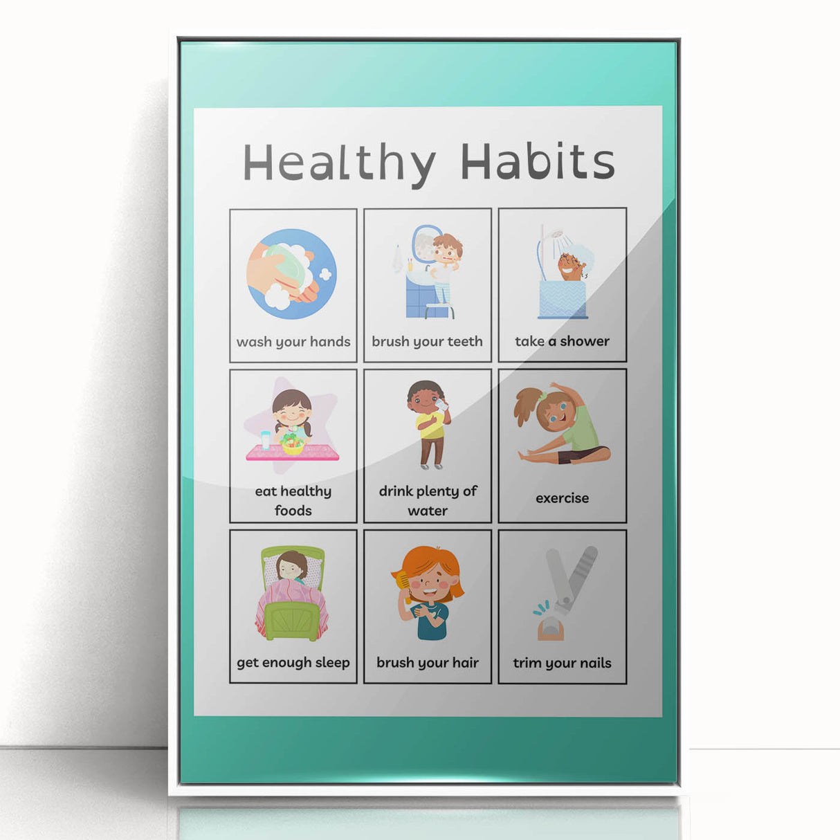 Kids Educational Wall Art - Healthy Habits Learning Chart
