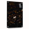 Large abstract wall art depicting fall seasons in orange and brown tones on acrylic glass.