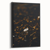 Black and white vintage poster art of a fall landscape on framed canvas, ideal for bedroom wall decor.