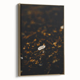 Framed canvas depicting a vintage-style landscape with autumnal trees in gold and black tones, ideal for bedroom wall decor.