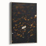 Framed canvas showcasing a vintage landscape art painting with colorful autumn trees against a black background.