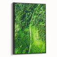 Black and white framed canvas featuring a vintage landscape painting, ideal for bedroom wall art.