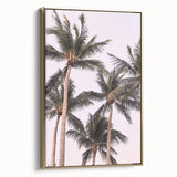Framed canvas depicting a summer landscape with lush greenery and a river, using gold and black tones.