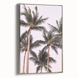 Landscape art painting depicting a summer scene on framed canvas, with vibrant colors and vintage poster design.