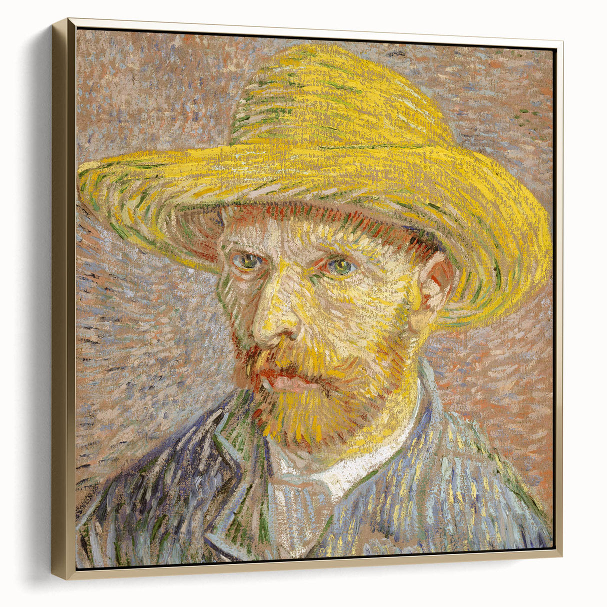 Framed canvas of a vintage-style landscape painting in silver and gold tones, ideal for bedroom wall art.