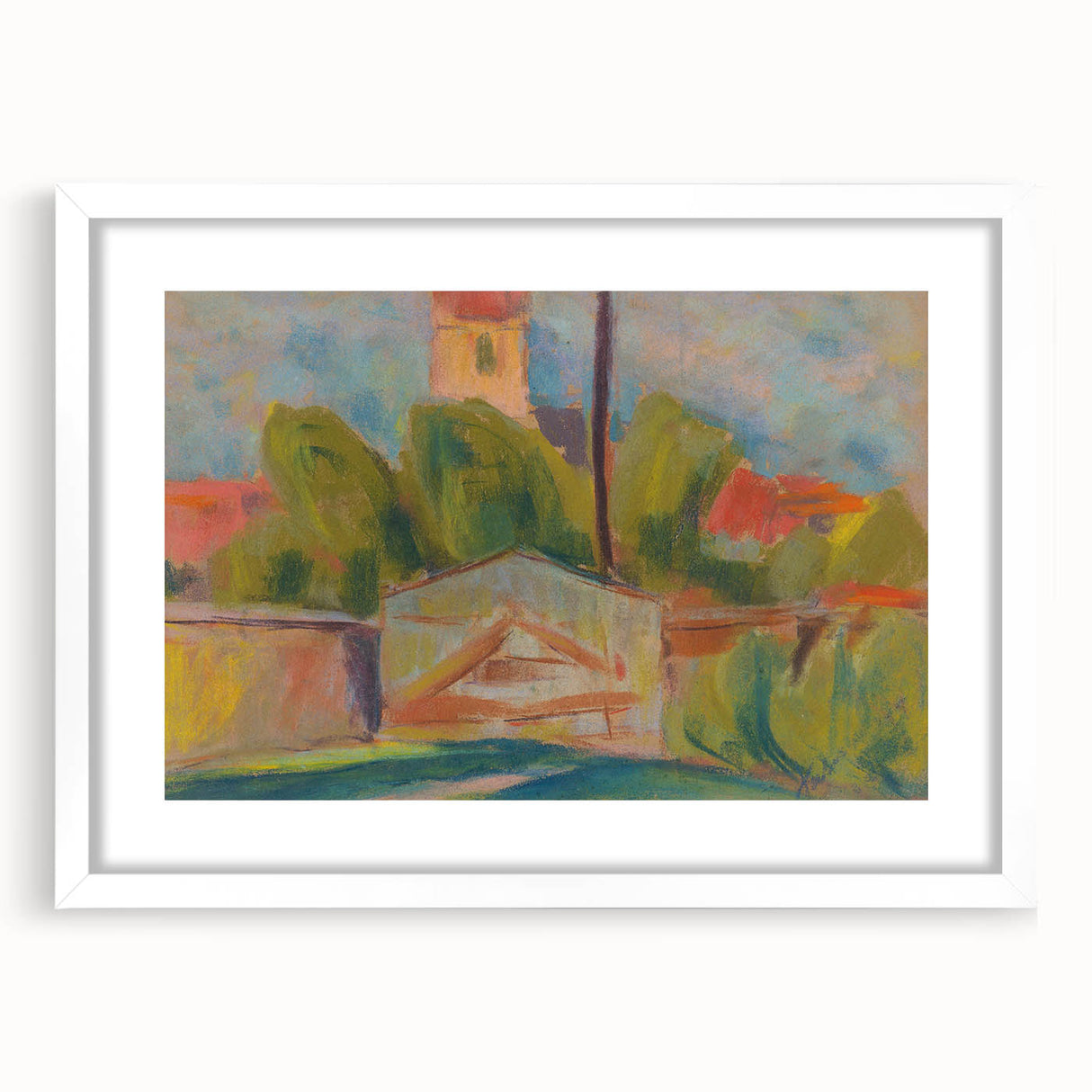 Modern Wall Art – Vibrant Village Landscape with Church