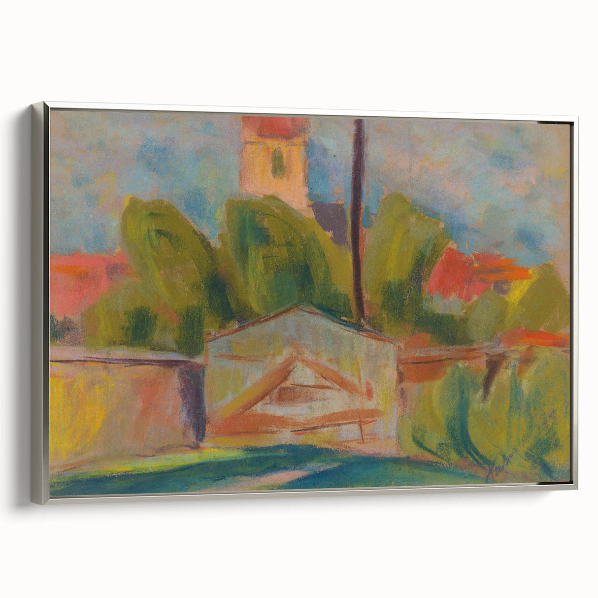 Modern Wall Art – Vibrant Village Landscape with Church