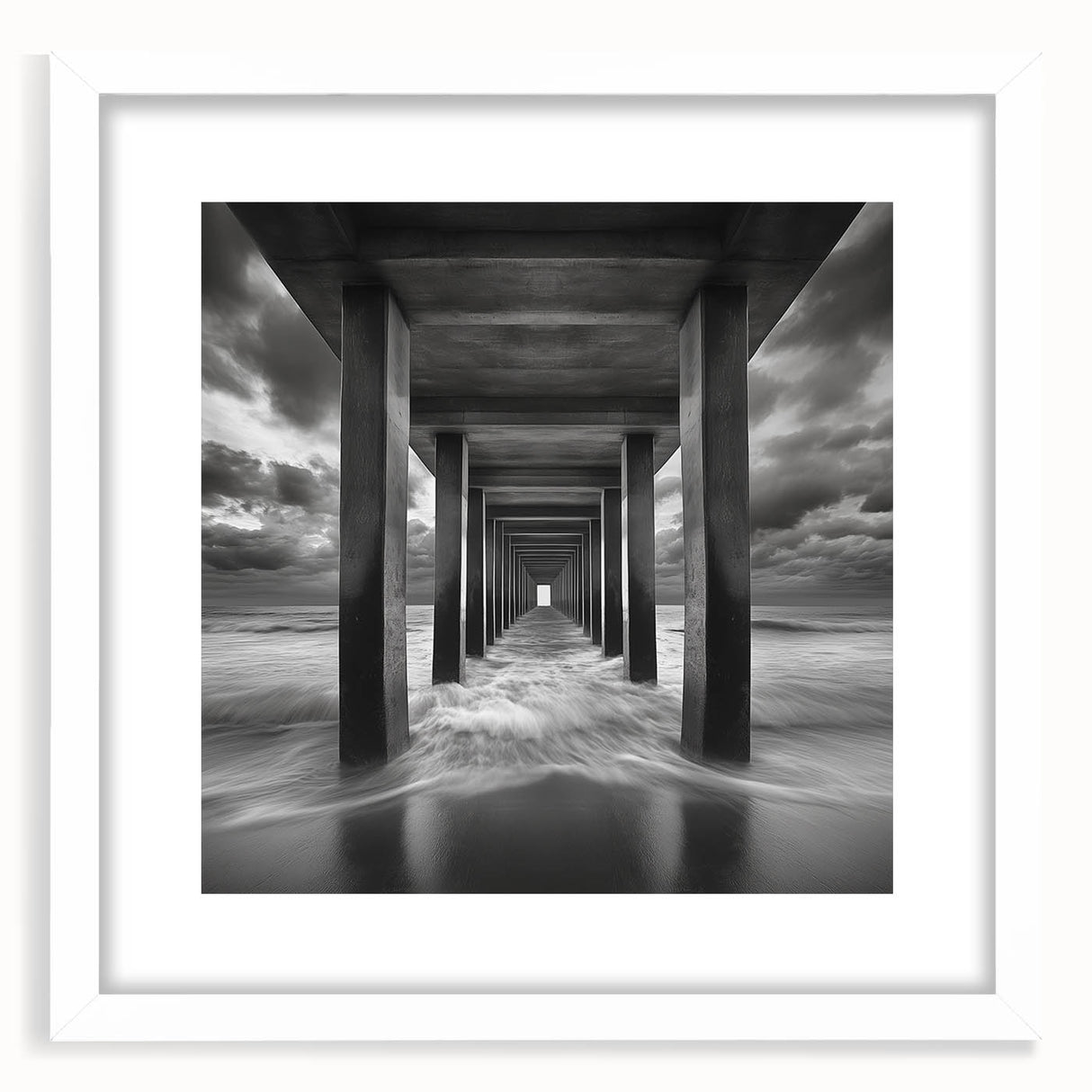 Ocean Tunnel Perspective – Black and White Dynamic Wall Art