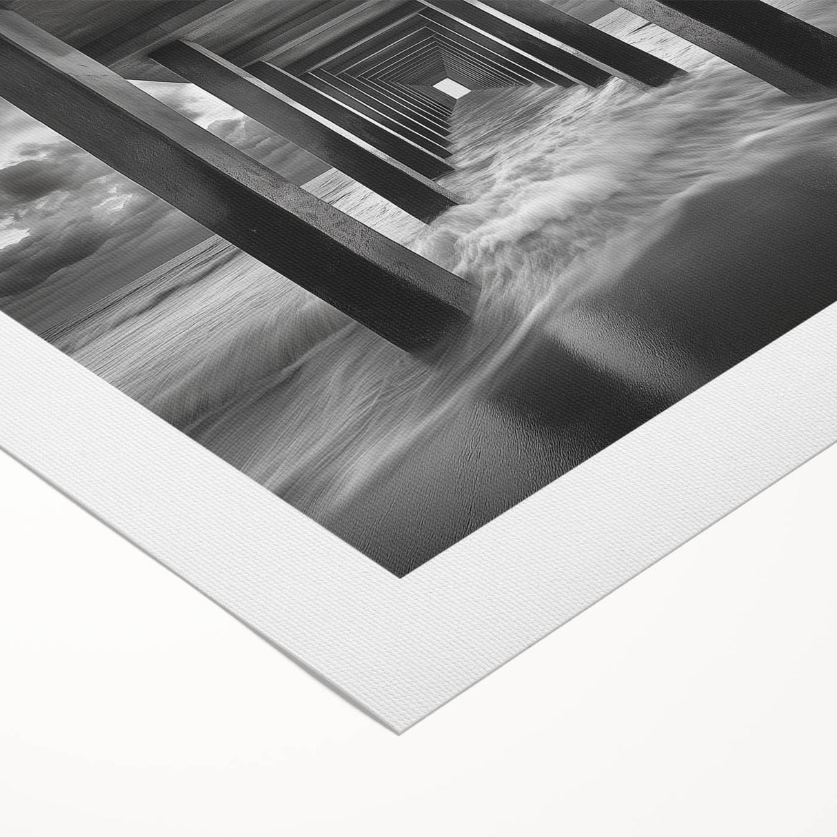 Ocean Tunnel Perspective – Black and White Dynamic Wall Art