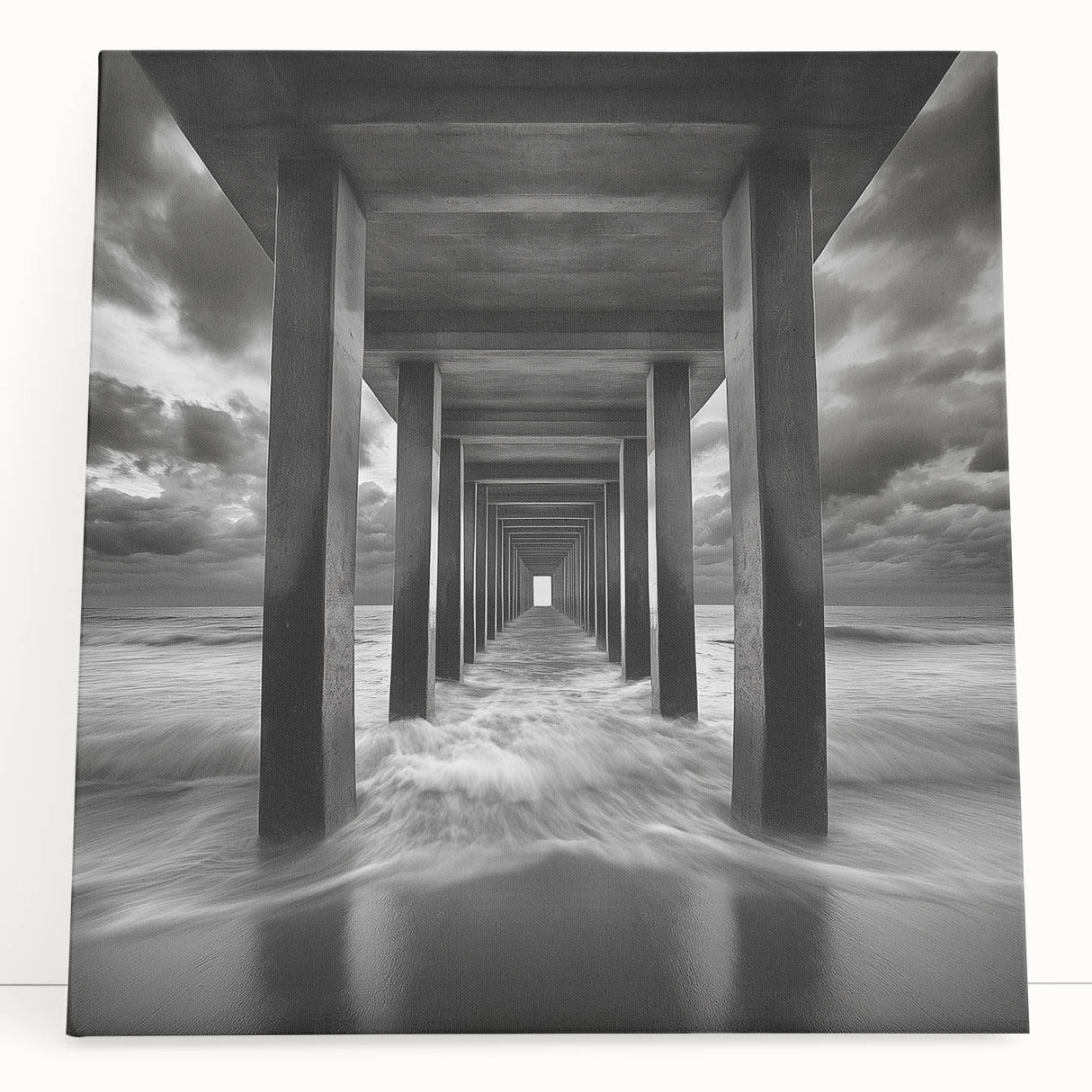 Ocean Tunnel Perspective – Black and White Dynamic Wall Art