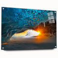 Acrylic landscape artwork depicting vibrant caves, showcased from a side view with decorative pins. This piece adds a modern touch to any space, ideal for art enthusiasts.