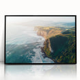 Framed acrylic artwork showcasing a stunning landscape of cliffs, featuring vibrant colors and intricate details, perfect for enhancing modern home décor.