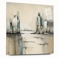 Abstract architectural wall art piece displayed in a sleek acrylic frame, showcasing geometric shapes in vibrant colors, adding a modern touch to any interior space.