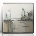 Framed acrylic wall art showcasing abstract architectural design in black, perfect for modern home decor. The artwork features sleek lines and geometric shapes, enhancing contemporary interiors with sophistication.