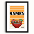 Extra large abstract art print featuring colorful, textured images of various food dishes on a black framed canvas.