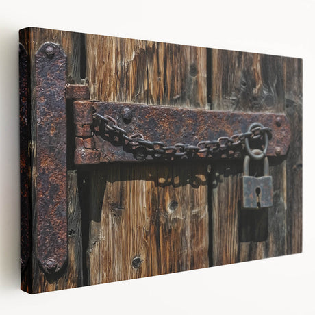 Stretched canvas artwork depicting a serene landscape of a rustic barn surrounded by lush greenery and a vibrant sky, ideal for farmhouse decor.