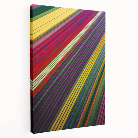 Stretched canvas artwork depicting vibrant green fields under a bright blue sky, showcasing a serene landscape ideal for home decor or office ambiance.
