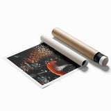 Extra large rolled print featuring close-up floral art in muted natural tones.