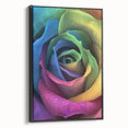 Black and white framed canvas featuring a close-up floral design, ideal for bedroom wall art in a vintage style.