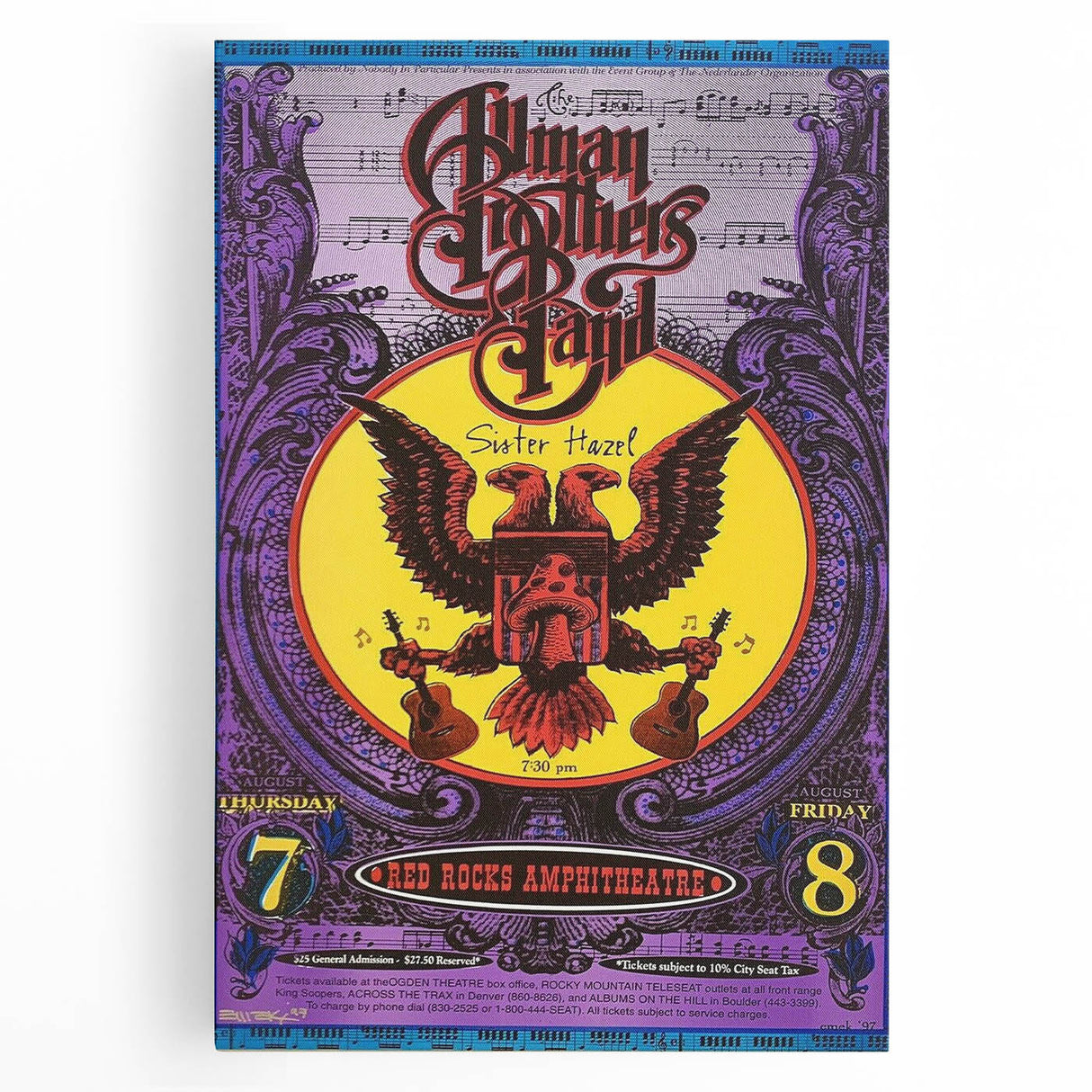 Allman Brothers Band Red Rocks Poster - Retro Music Wall Art
