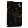 Large abstract wall art depicting autumnal trees in orange and yellow hues on acrylic glass, ideal for dining room decor.