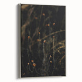 Framed canvas featuring a vintage-style landscape art painting with colorful autumn trees and a black background.