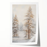 Winter-themed floral art on rolled print, featuring muted blue and white tones, ideal for art wall dining room placement.