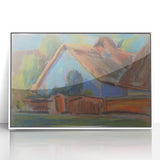 Modern Wall Art – Vibrant Blue Village Cottage