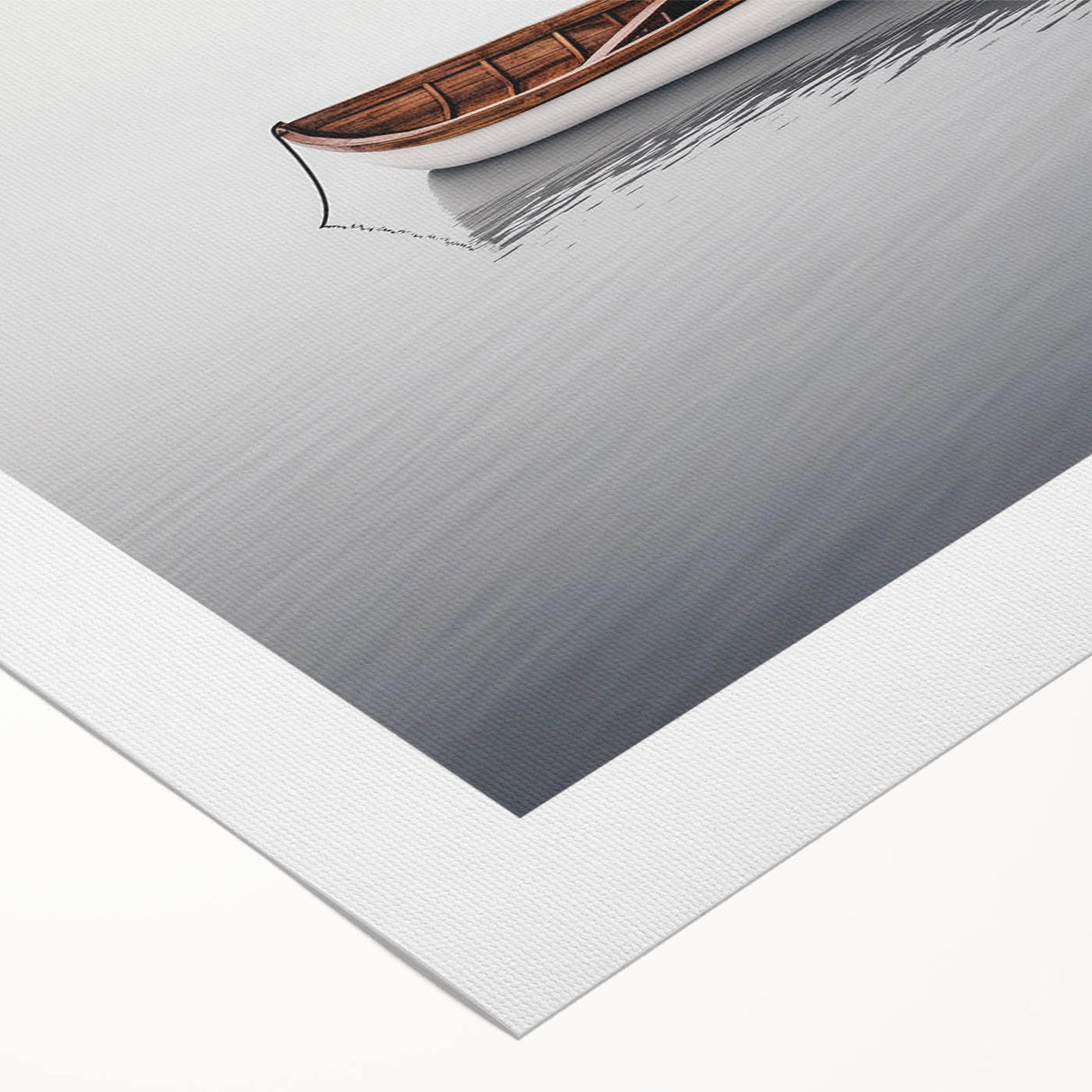 Solitary Drift – Minimalist Boat Scene in Dynamic Wall Art