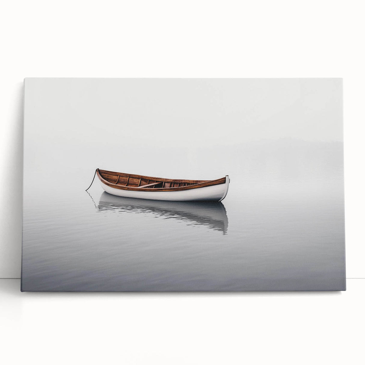 Solitary Drift – Minimalist Boat Scene in Dynamic Wall Art