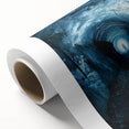 Rolled canvas artwork depicting vibrant landscapes and caves, showcasing intricate details and rich colors, packaged securely in a cardboard tube for shipping.