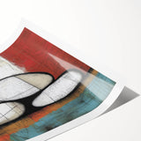 Abstract geometric rolled print showcasing vibrant colors and intricate patterns, elegantly packaged in a protective cardboard tube. Ideal for modern home decor.