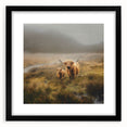 Framed landscape wall art showcasing a serene countryside scene with vibrant greenery and a blue sky, featuring a sleek black frame and white mat, perfect for home decor.