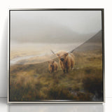 Framed landscape wall art depicting a serene countryside scene, featuring vibrant greens and blues. The artwork is displayed in a sleek silver frame, enhancing its elegance for home decor. Ideal for adding a natural touch to living spaces.