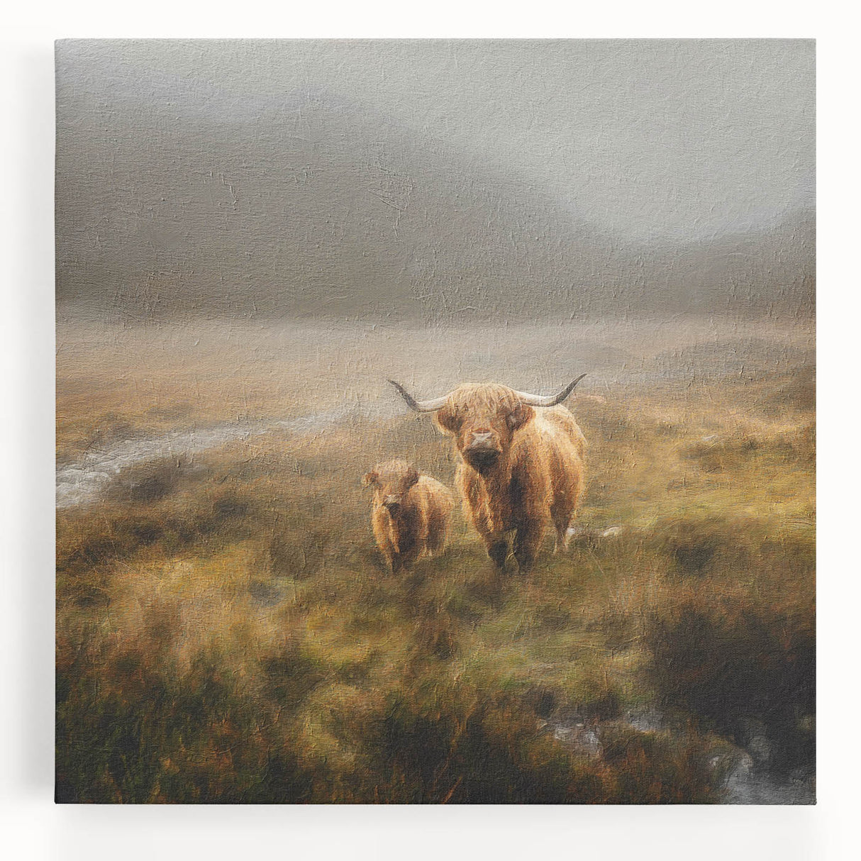 Vibrant landscape canvas wall art showcasing a serene countryside scene with rolling hills and a blue sky, perfect for home decor. The artwork is stretched and ready to hang, adding a touch of nature to any room.