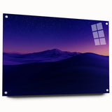 Acrylic landscape artwork depicting a serene desert scene, showcasing vibrant colors and intricate details, presented with pins for easy display.