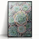 Large abstract wall art featuring close-up floral patterns in vibrant colors on a framed acrylic.