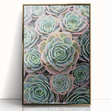 Framed acrylic print of close-up floral design in soft pastel shades, suitable for nursery wall art or modern decor.