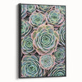 Black and white framed canvas depicting a close-up floral design, ideal for bedroom wall art.