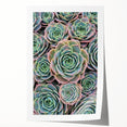 Close-up floral art on rolled print featuring vibrant pink and green tones, suitable for dining room or bathroom wall decor.