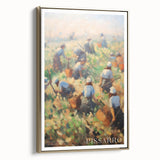 Framed canvas of a vintage landscape painting with black and gold tones, ideal for bedroom wall art.