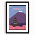 Vintage Japan Travel Poster | Mount Fuji and Pagoda Art Print