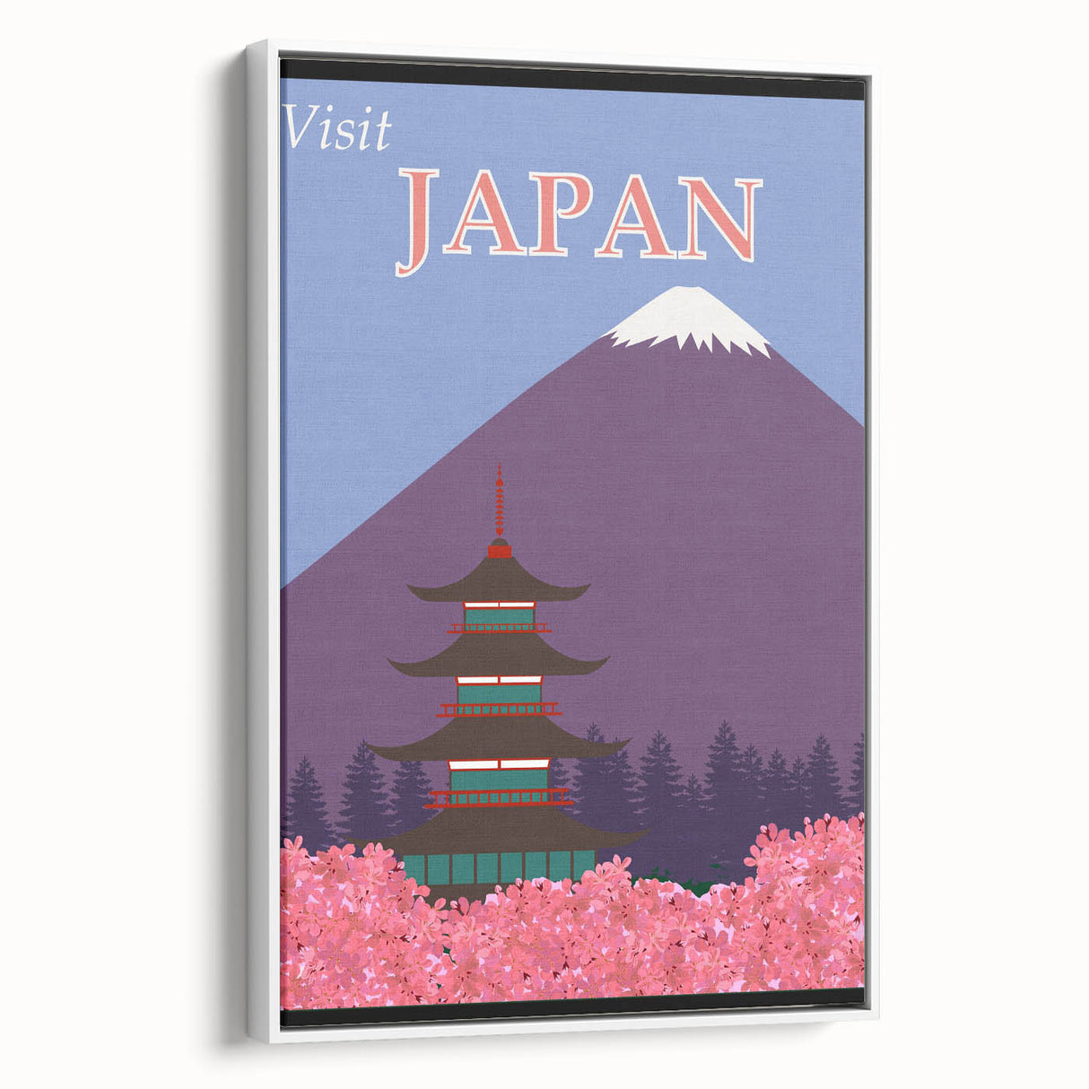 Vintage Japan Travel Poster | Mount Fuji and Pagoda Art Print