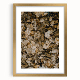 Extra large abstract art print featuring textured fall colors in a gold frame, ideal for living room decor.